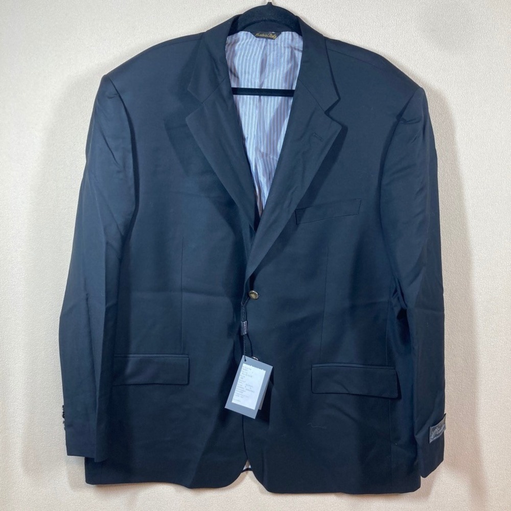 Gianni Manzoni Tendenza Wool‎ 2 Button Blazer Sz 52 Black Gold Crest Buttons